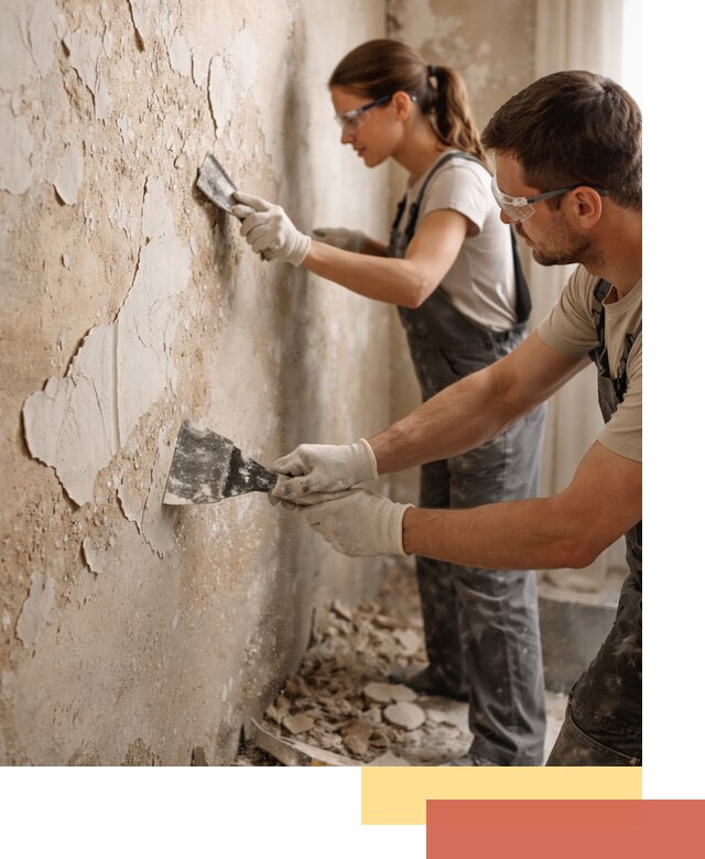 Снятие старой шпаклевки и подготовка поверхностей в Кинешме