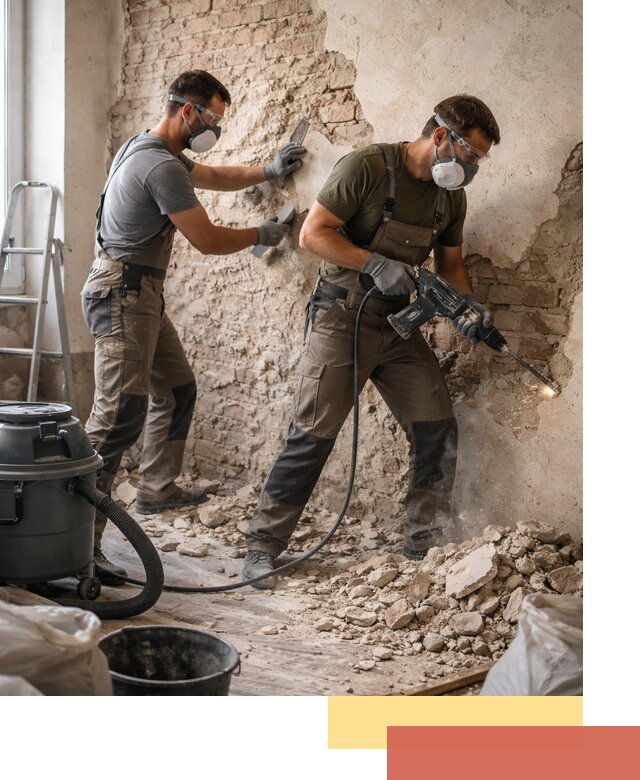 Демонтаж штукатурки со стен в Кинешме быстро и аккуратно