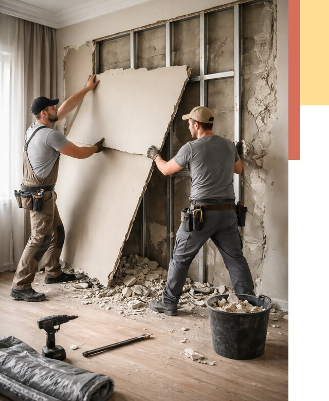 Демонтаж гипсокартона со стен в Кинешме от 354 руб. — услуги демонтажа | ОТДЕЛОЧНИК-Кнш