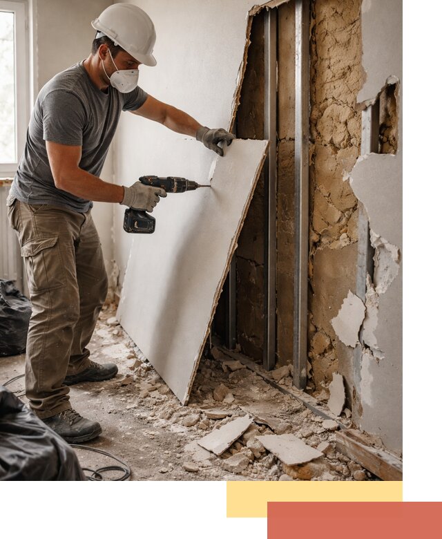 Демонтаж гипсокартона со стен в Кинешме качественно и быстро