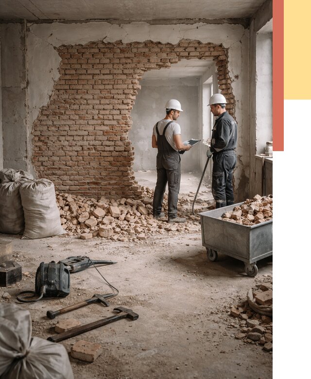 Демонтаж кирпичных стен в Кинешме от 4245 руб. — быстро, недорого, под ключ | ОТДЕЛОЧНИК-Кнш