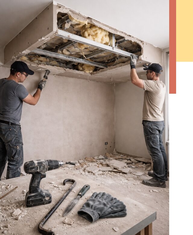 Демонтаж короба из гипсокартона в Кинешме от 1536 руб. — быстро и недорого | ОТДЕЛОЧНИК-Кнш