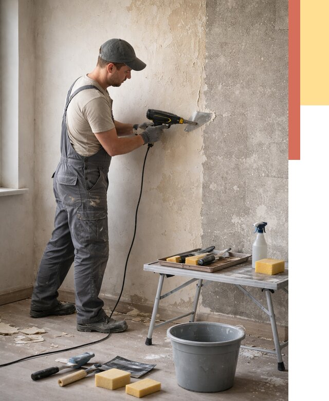 Очистка стен от клея в Кинешме от 1870 руб. — снятие и удаление клея со стен | ОТДЕЛОЧНИК-Кнш