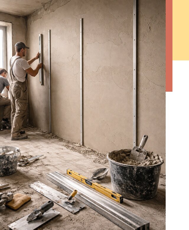 Штукатурка стен по маякам в Кинешме от 5559 руб./м² — выравнивание под ключ | ОТДЕЛОЧНИК-Кнш