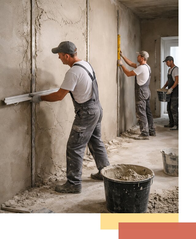 Штукатурка стен по маякам в Кинешме — точная и ровная поверхность