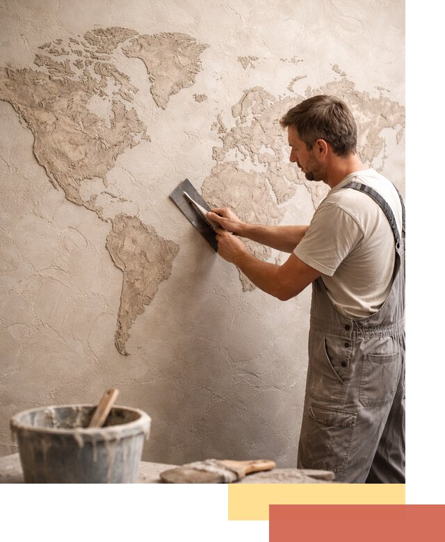 Декоративная штукатурка «Карта мира» под ключ в Кинешме