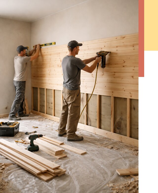 Монтаж деревянной вагонки на стены в Кинешме от 7580 руб. | Услуги монтажа вагонки | ОТДЕЛОЧНИК-Кнш