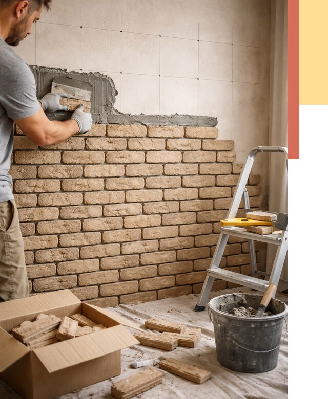 Монтаж декоративного кирпича в Кинешме от 3234 руб./м² — быстро и недорого | ОТДЕЛОЧНИК-Кнш