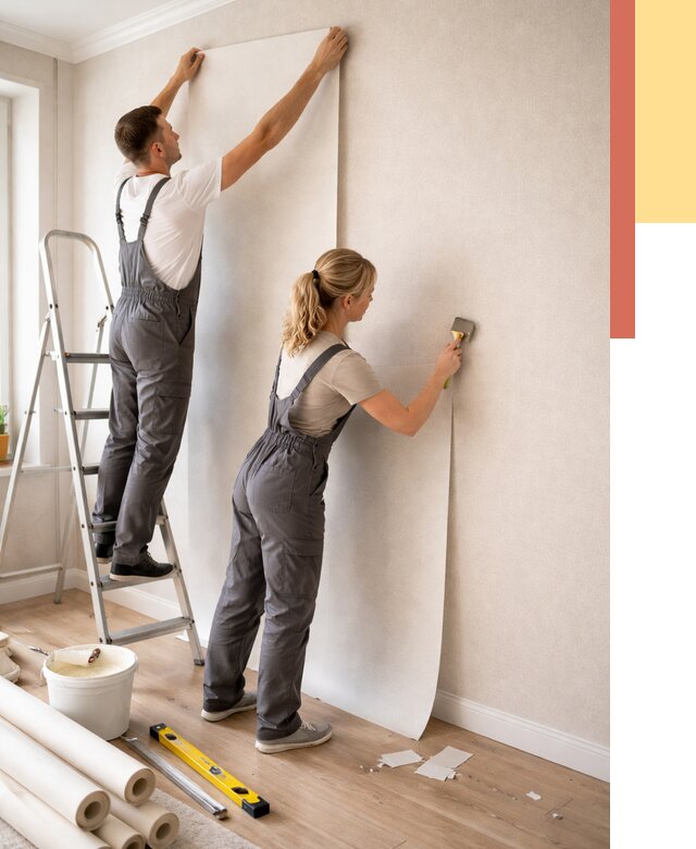 Поклейка флизелиновых обоев в Кинешме от 6064 руб. | Быстро и недорого — ОТДЕЛОЧНИК-Кнш