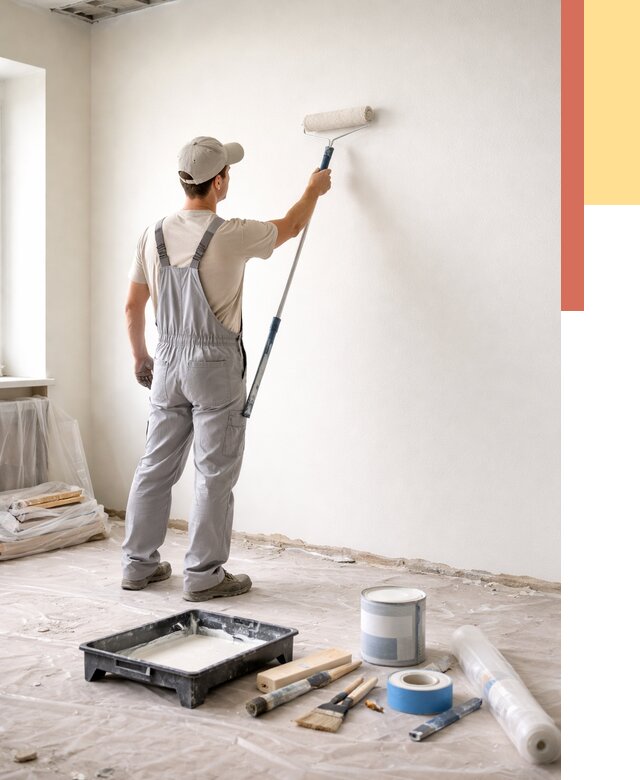 Покраска стен водоэмульсионной краской в Кинешме от 455 руб. за м² | ОТДЕЛОЧНИК-Кнш