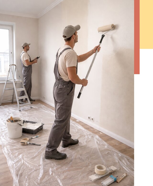 Покраска стен акриловой краской в Кинешме от 3537 руб./м² — быстро и недорого | ОТДЕЛОЧНИК-Кнш