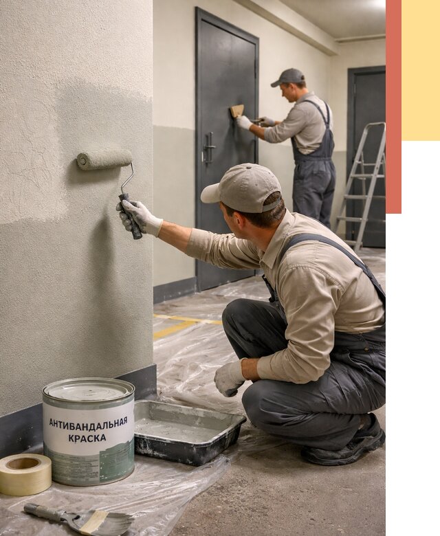 Покраска стен антивандальной краской в Кинешме от 4548 руб./м² под ключ | ОТДЕЛОЧНИК-Кнш