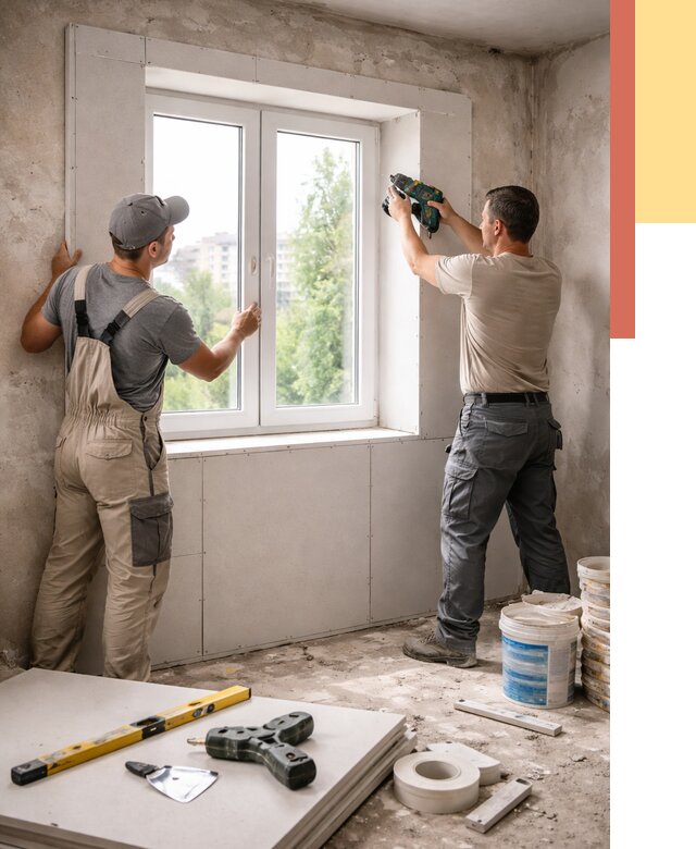 Монтаж откосов из гипсокартона в Кинешме от 4548 руб. под ключ | ОТДЕЛОЧНИК-Кнш