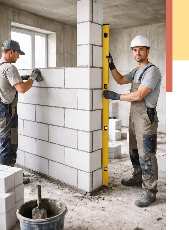 Кладка перегородок из пеноблока в Кинешме от 1819 руб. под ключ | ОТДЕЛОЧНИК-Кнш