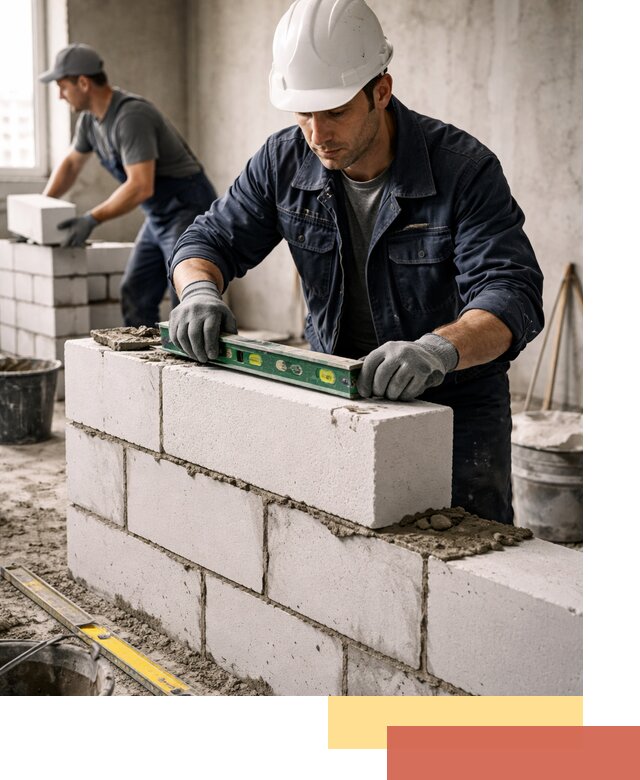 Кладка перегородок из пеноблока под ключ в Кинешме