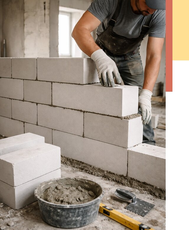 Кладка перегородок из силикатного блока в Кинешме от 4043 руб. под ключ | ОТДЕЛОЧНИК-Кнш