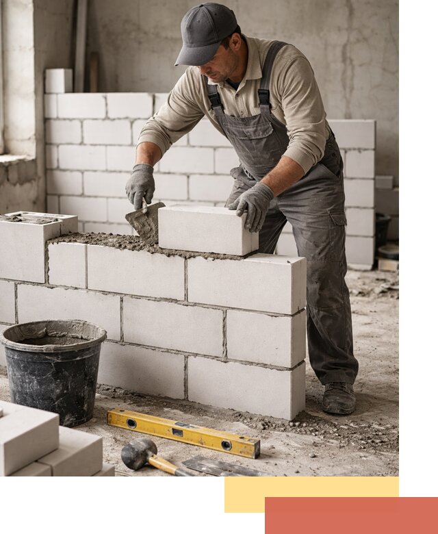 Кладка перегородок из силикатного блока в Кинешме