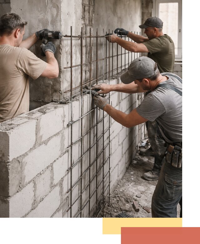Армирование кладки перегородок в Кинешме профессионально и надёжно