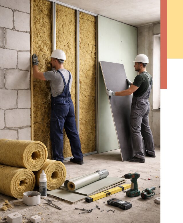 Шумоизоляция перегородок из блоков в Кинешме от 1870 руб./м² — быстро и недорого | ОТДЕЛОЧНИК-Кнш