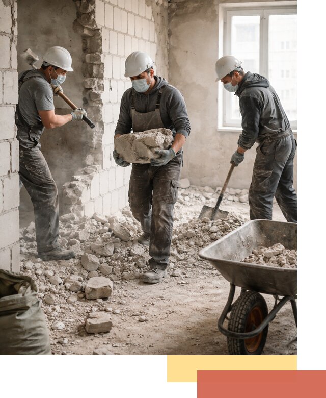 Демонтаж блочных перегородок в Кинешме быстро и аккуратно