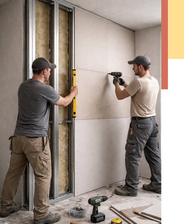 Монтаж двухслойной перегородки из гипсокартона в Кинешме от 1466 руб. | ОТДЕЛОЧНИК-Кнш