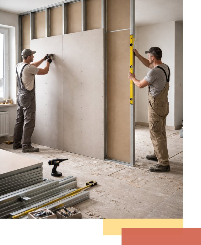 Зонирующая перегородка из гипсокартона под ключ в Кинешме