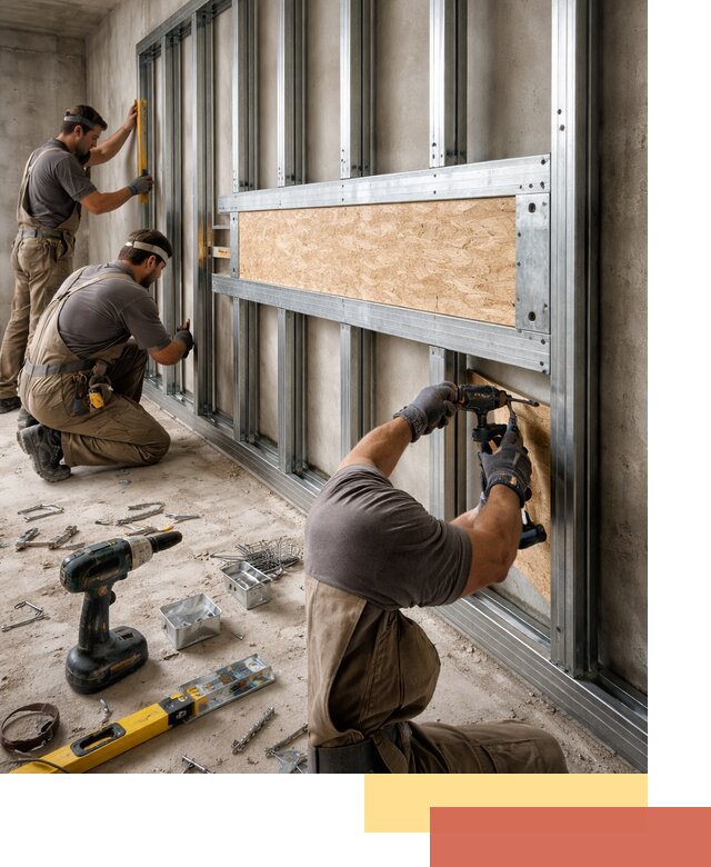 Усиленная перегородка для крепления тяжёлых конструкций в Кинешме