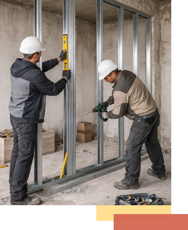 Монтаж каркаса перегородки из профиля в Кинешме