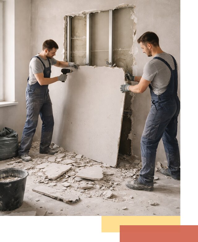 Демонтаж перегородки из гипсокартона в Кинешме быстрый и аккуратный