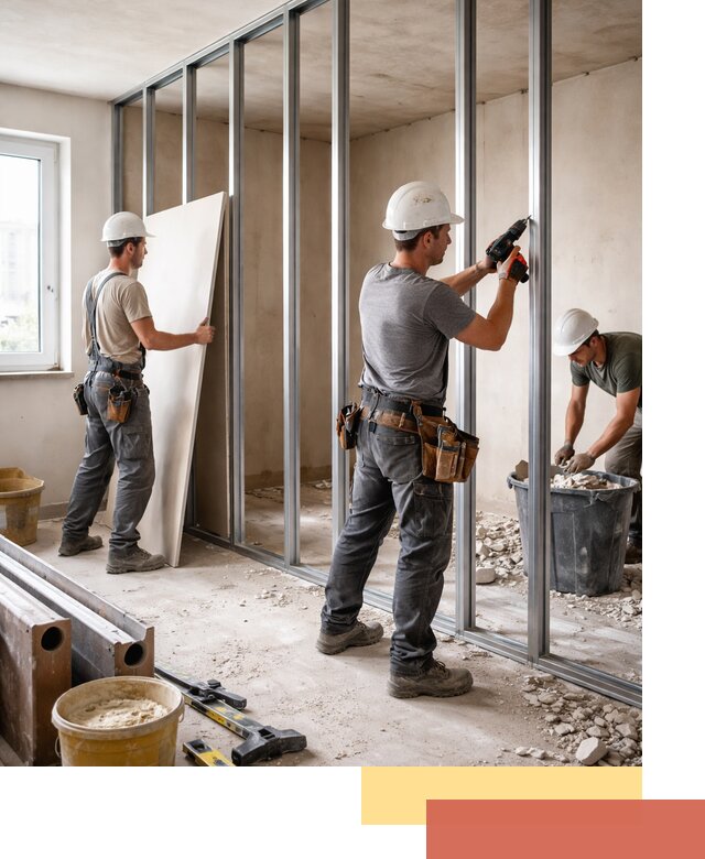 Перенос гипсокартонной перегородки в Кинешме профессионально и быстро