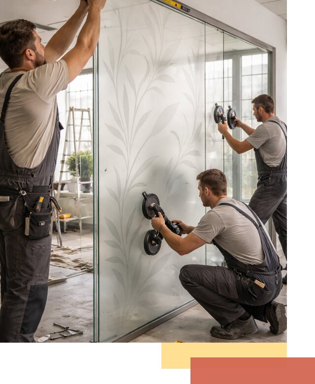 Стеклянные перегородки с рисунком на заказ в Кинешме