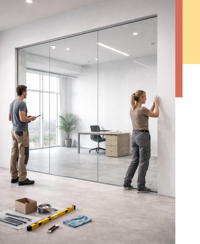 Перегородки из закаленного стекла в Кинешме от 9602 руб. под ключ | ОТДЕЛОЧНИК-Кнш