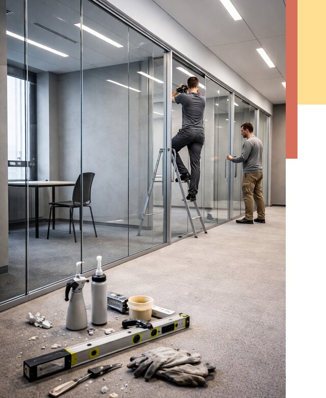 Стеклянные офисные перегородки в Кинешме от 8591 руб. — монтаж и установка | ОТДЕЛОЧНИК-Кнш