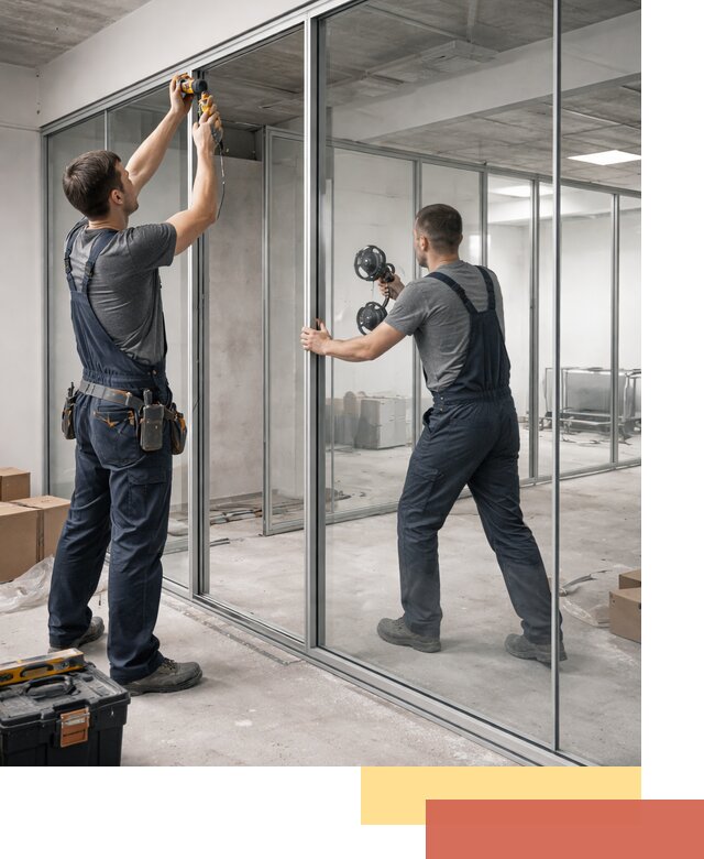 Алюминиевые перегородки со стеклом в Кинешме — изготовление и монтаж