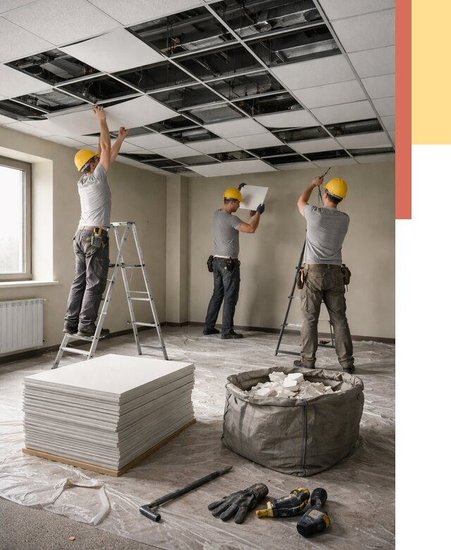 Демонтаж потолка Армстронг в Кинешме от 4548 руб. быстро и недорого | ОТДЕЛОЧНИК-Кнш