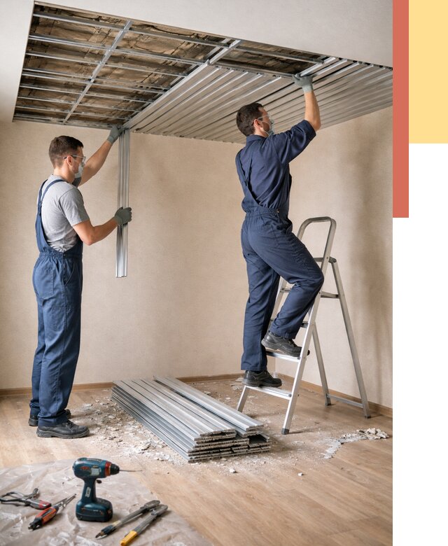 Демонтаж реечного потолка в Кинешме от 4548 руб. быстро и недорого | ОТДЕЛОЧНИК-Кнш