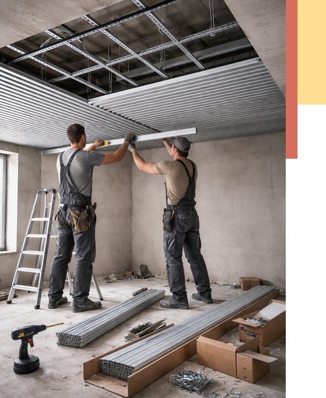 Монтаж реечного потолка в Кинешме от 4548 руб. под ключ | ОТДЕЛОЧНИК-Кнш