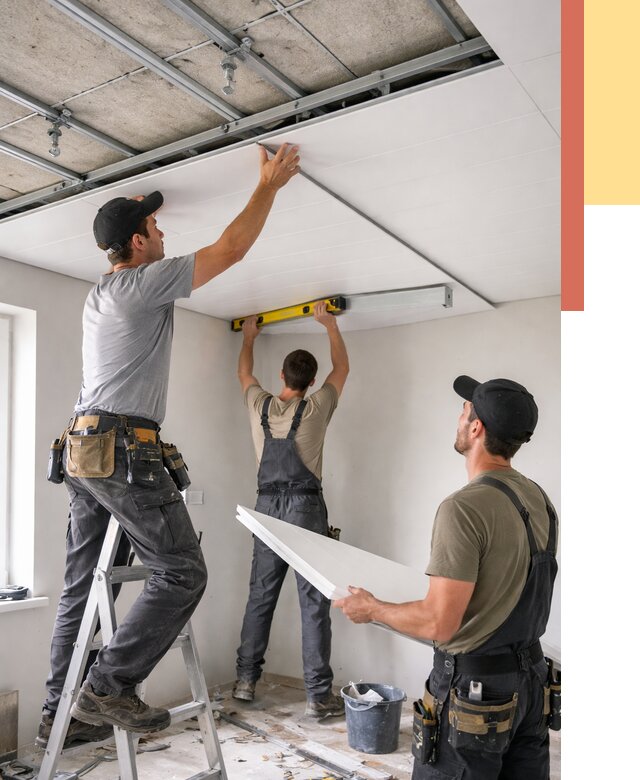 Монтаж потолка из ПВХ панелей в Кинешме от 3537 руб./м2 — быстро и недорого | ОТДЕЛОЧНИК-Кнш