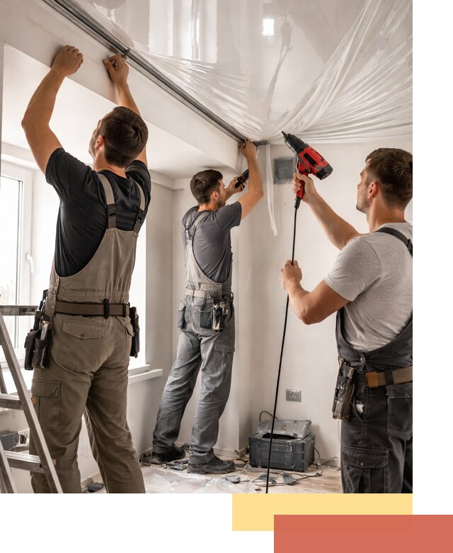 Монтаж глянцевого натяжного потолка в Кинешме быстро и качественно