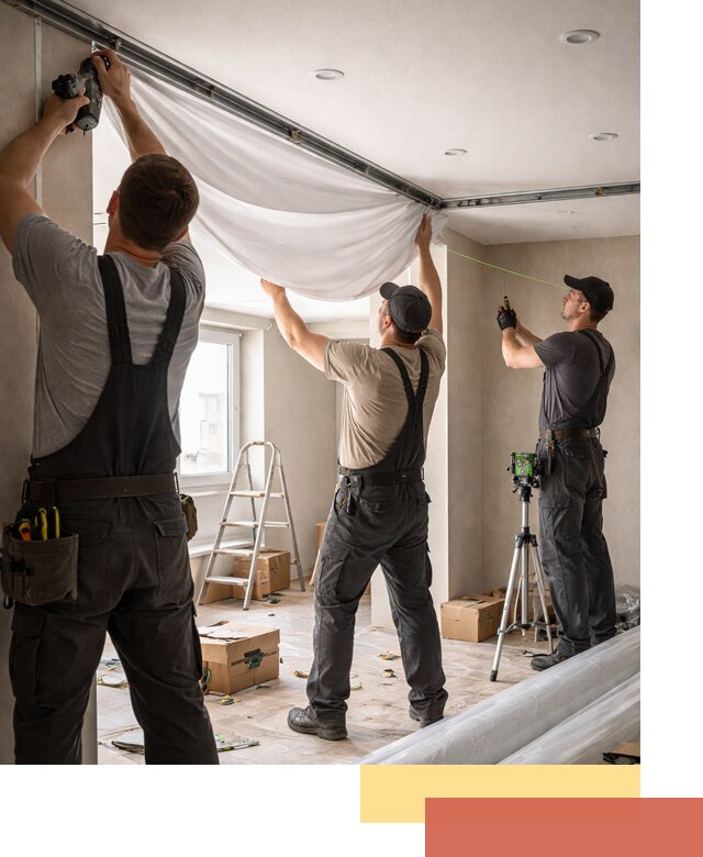 Монтаж парящего натяжного потолка под ключ в Кинешме