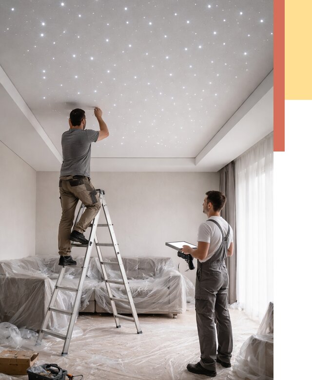 Монтаж натяжного потолка «звездное небо» в Кинешме от 6570 руб. | ОТДЕЛОЧНИК-Кнш