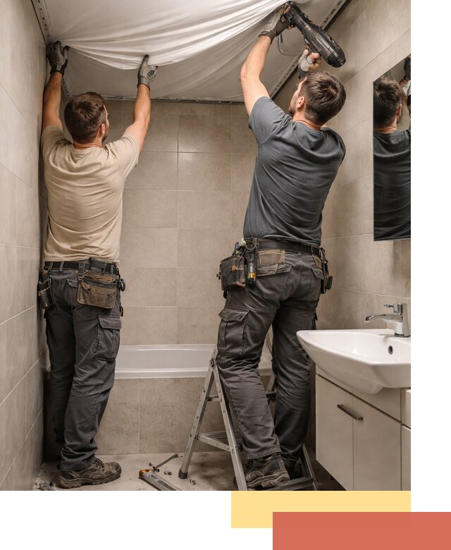 Монтаж натяжного потолка в ванной в Кинешме быстро и качественно