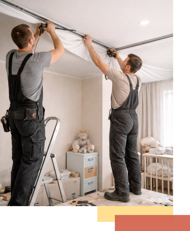 Монтаж натяжного потолка в детской комнате в Кинешме