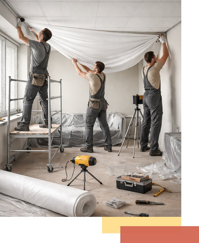 Монтаж натяжного потолка в офисе в Кинешме