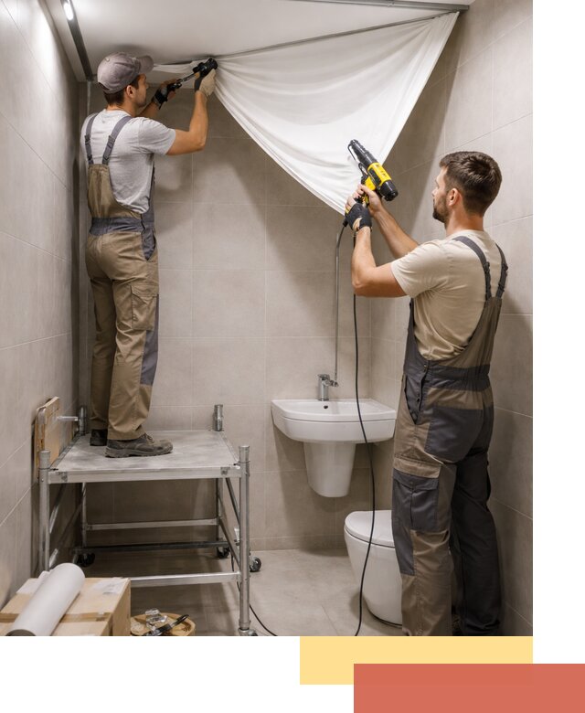 Монтаж натяжного потолка в санузле в Кинешме