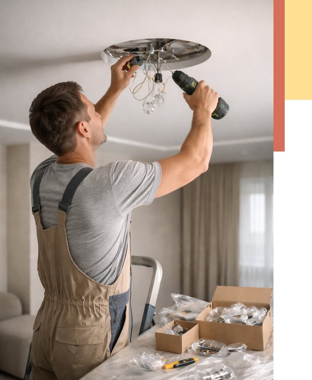 Установка люстры в натяжной потолок в Кинешме от 1213 руб. | Быстро и недорого — ОТДЕЛОЧНИК-Кнш