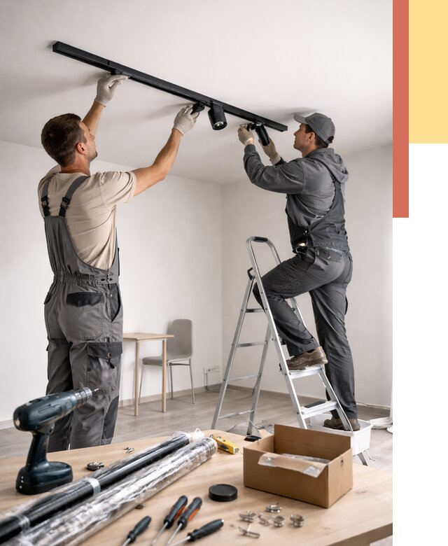 Установка трековых светильников в натяжной потолок в Кинешме от 4245 руб. | ОТДЕЛОЧНИК-Кнш