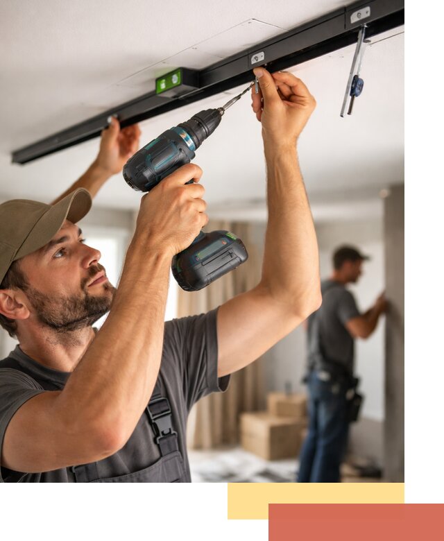 Установка трековых светильников в натяжной потолок в Кинешме