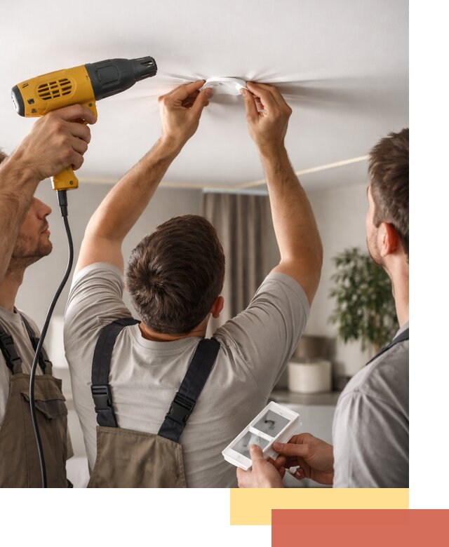 Ремонт прокола полотна натяжного потолка в Кинешме