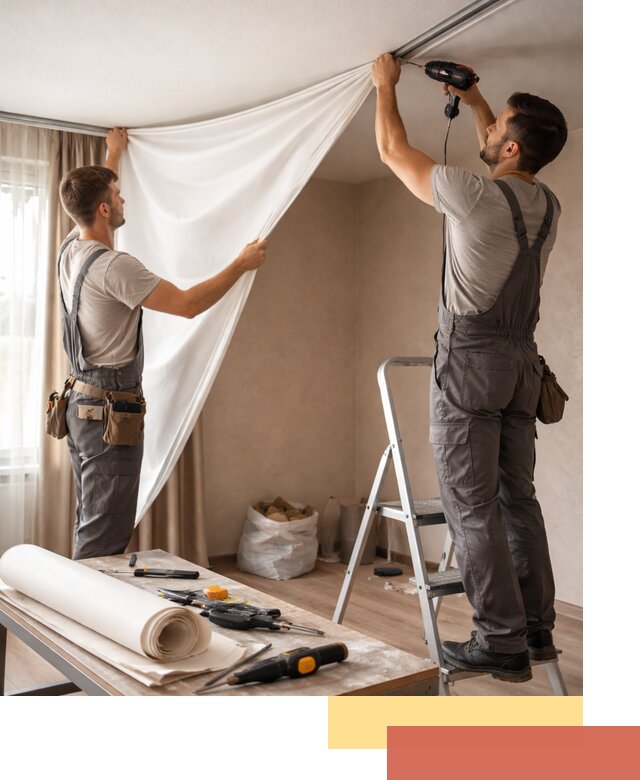 Замена полотна натяжного потолка в Кинешме быстро и качественно